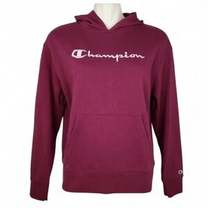 Champion Women's Pullover Hoodie Purple Front Kangaroo Pocket Size M